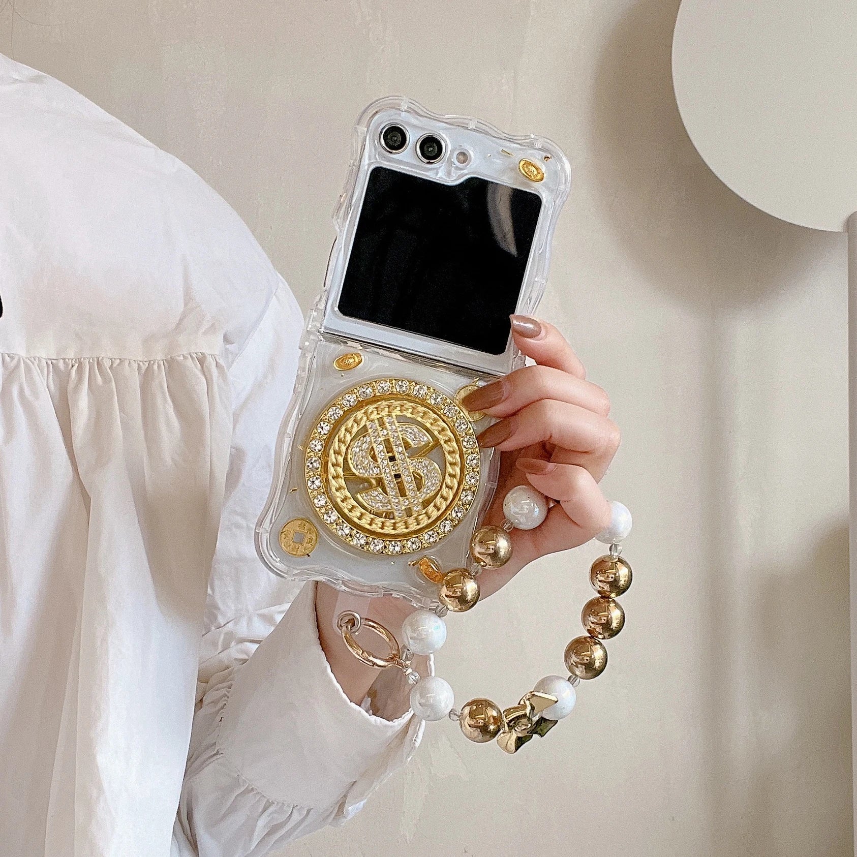 Gold Dollar Phone Case With Bracelet For Samsung Galaxy Z Flip