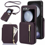 Luxury Wallet Phone Case with Lanyard | Galaxy Z Flip 5 | Deep Purple 