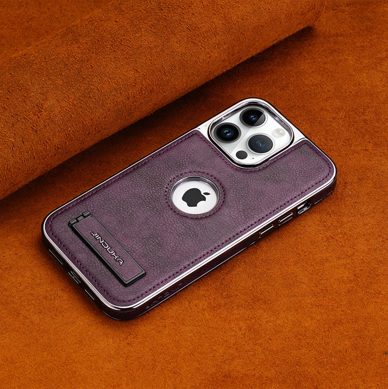 iPhone Series | Invisible Stand Premium Genuine Leather Phone Case