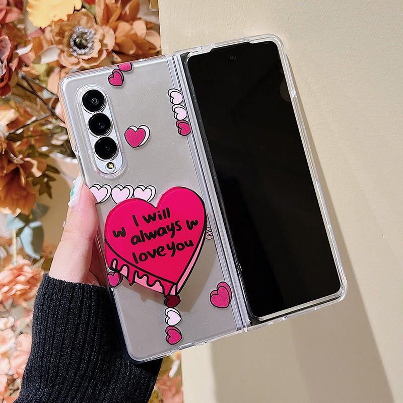 Cute Rose 3D Heart Phone Case For Samsung Galaxy Z Fold 3