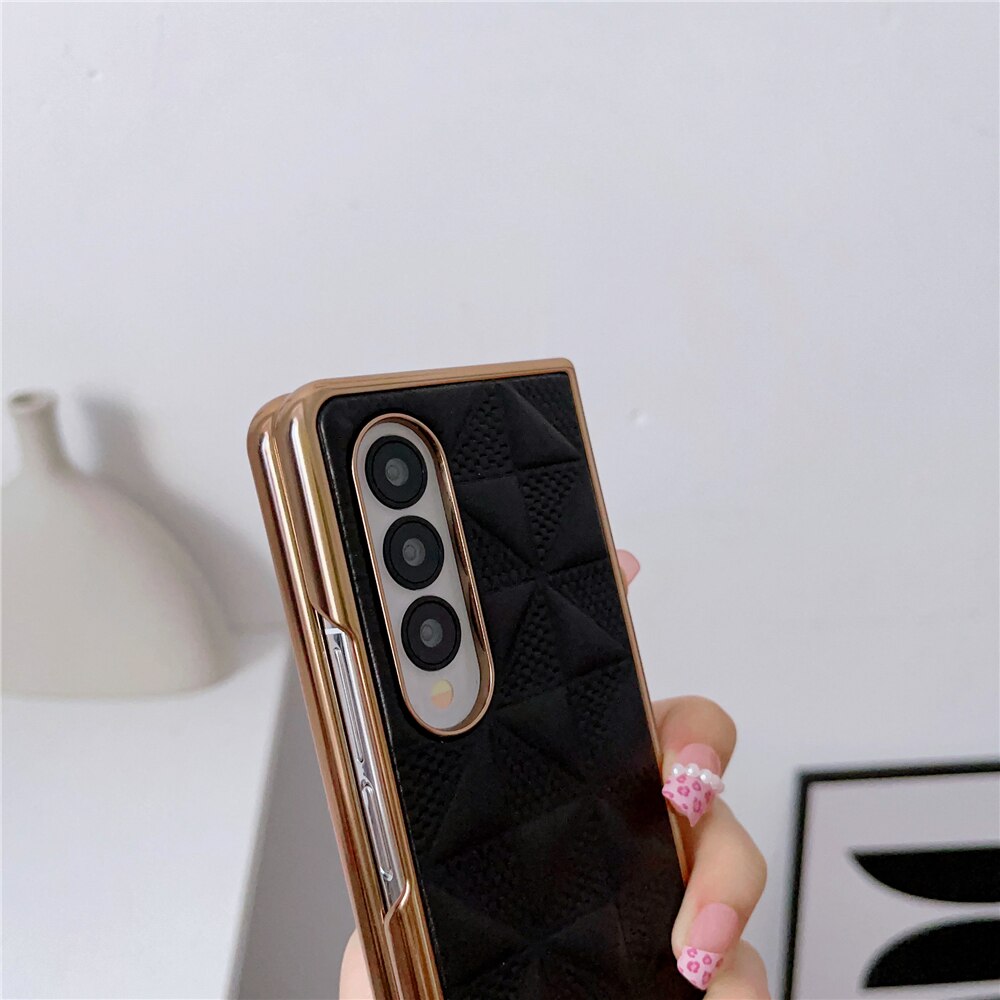 Luxury Plating  Leather Case For Samsung Galaxy Z Fold