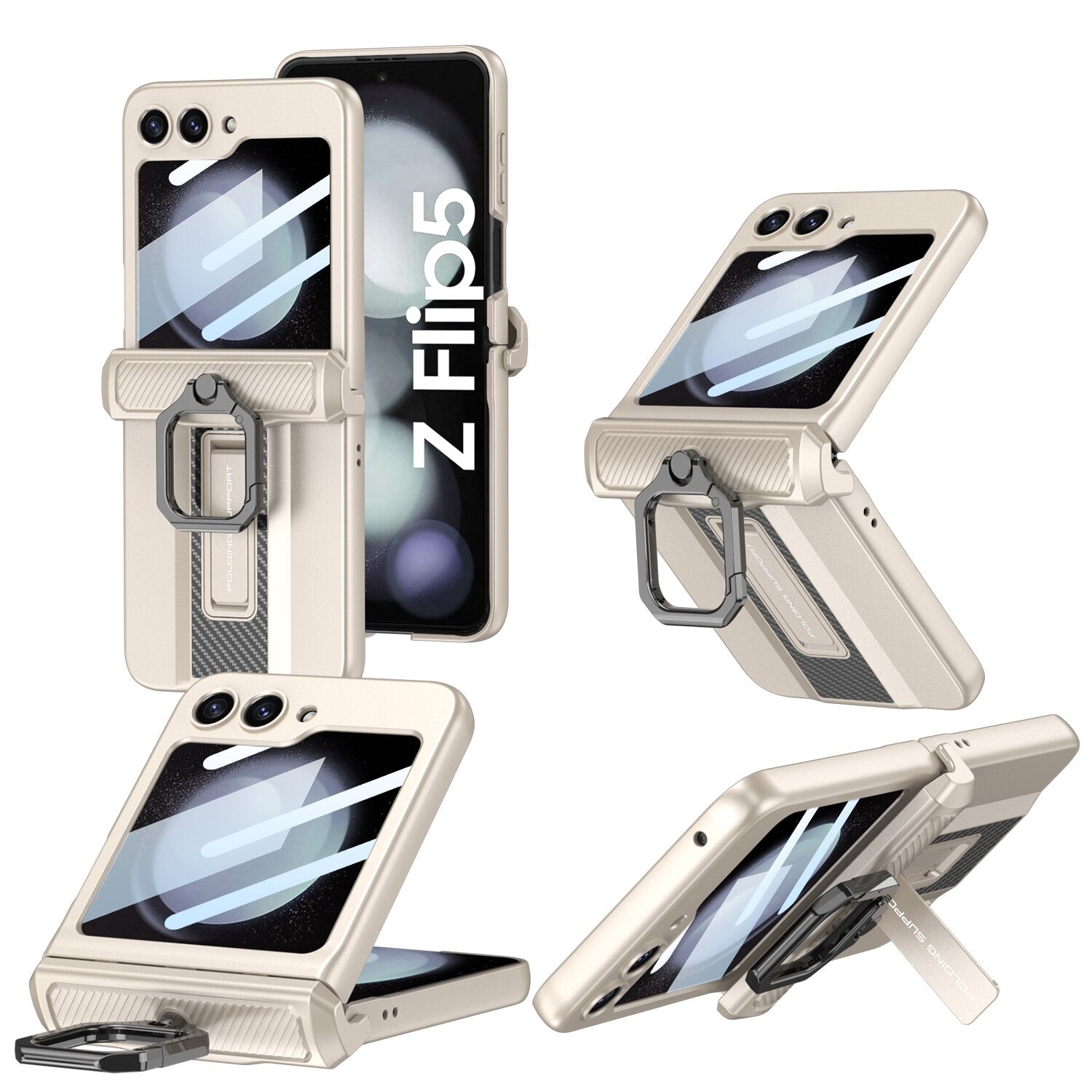 Armor Case with Ring Holder & Magnetic Hinge Protective For Samsung Galaxy Z Flip 5