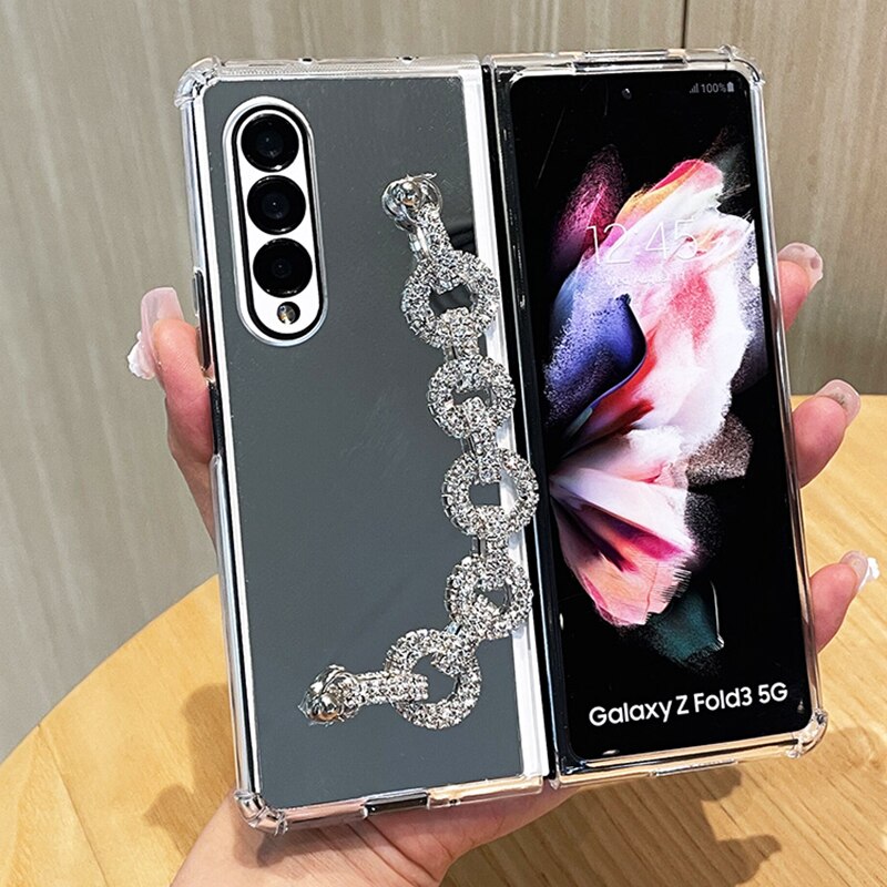 Luxury Mirror Rhinestone Bracelet Phone Case For Samsung Galaxy Z Fold