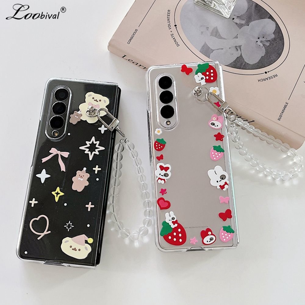 Cute Cartoon Bear Wrist Strap Case For Samsung Z Fold