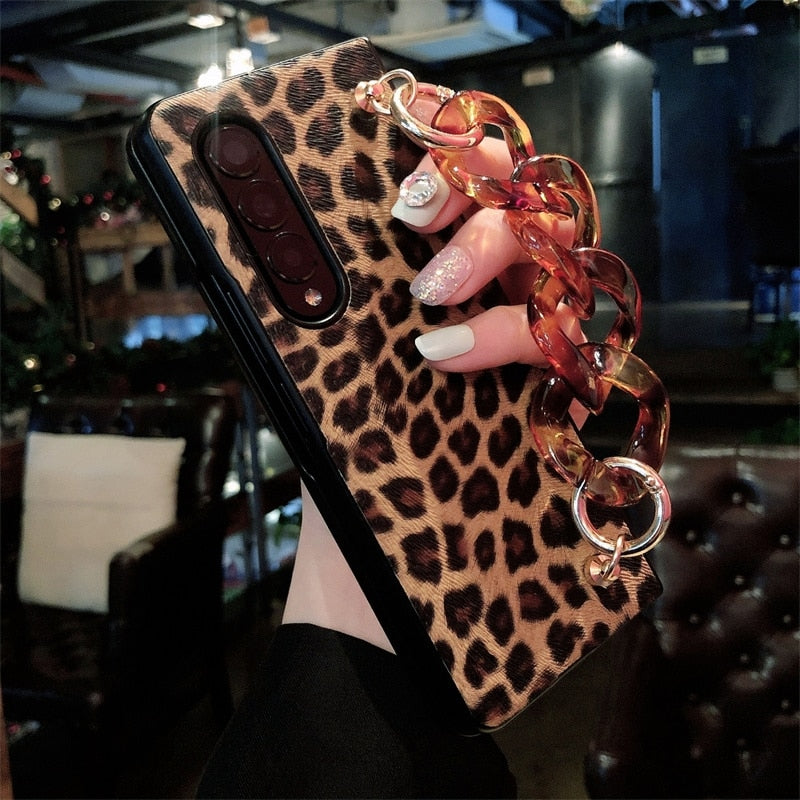 Luxury Leopard Leather Case For Samsung Galaxy Z Fold